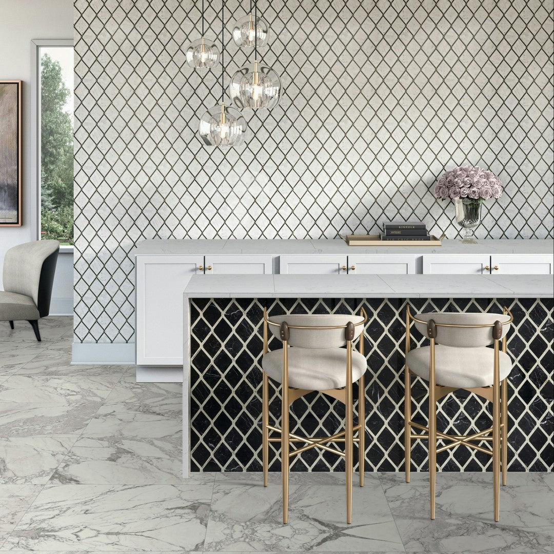 Daltile-Marble-Attache-Lavish-32-x-32-Satin-Rectified-Porcelain-Floor-Tile-Pearl-Arabesque