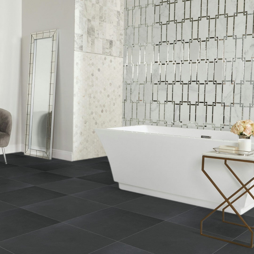 Daltile-Marble-Attache-32-x-32-Rectified-Satin-Porcelain-Floor-Tile-Nero