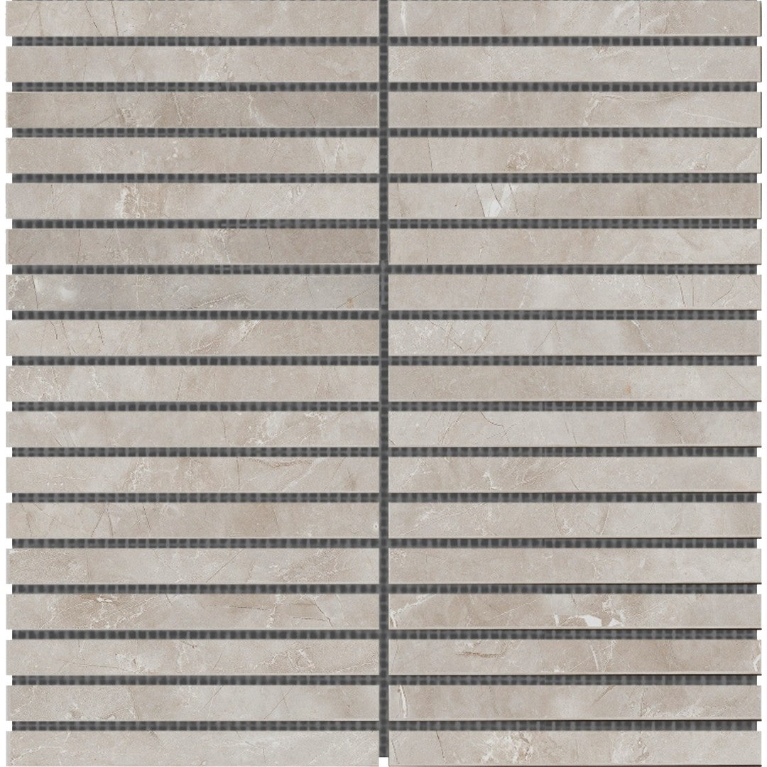 Bati Orient White & Grey Marble Classic 12" x 12" Baguette Marble Mosaic