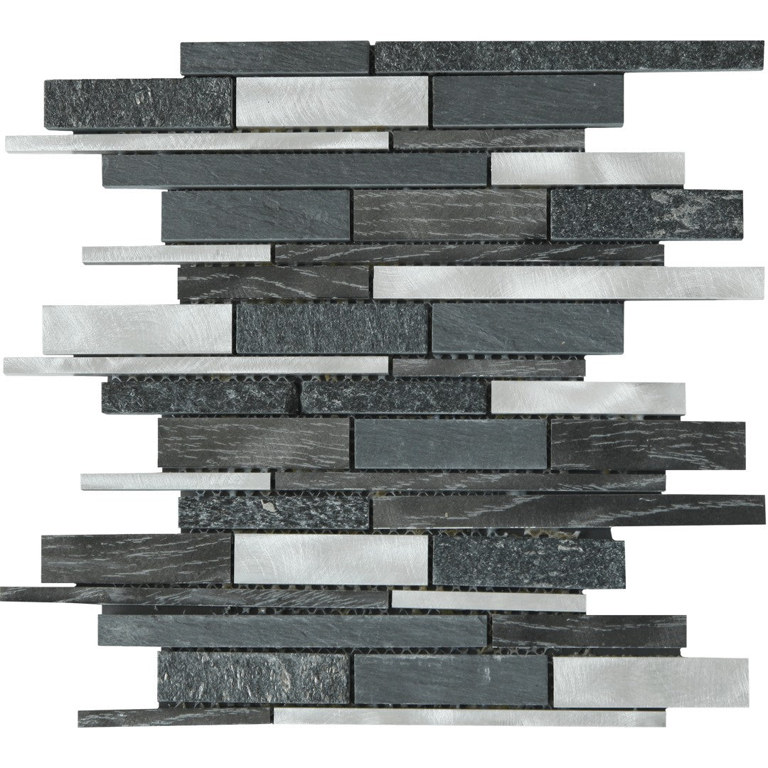 Bati Orient Terrazzo 12" x 12" Baguette Aluminum & Stone Mosaic