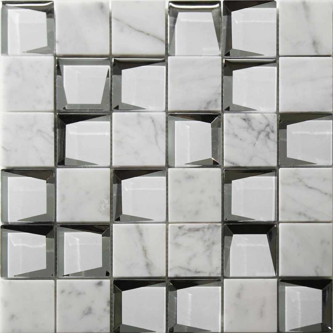 Bati Orient Linear Glass 12" x 12" Glass & Marble 2" Mosaic