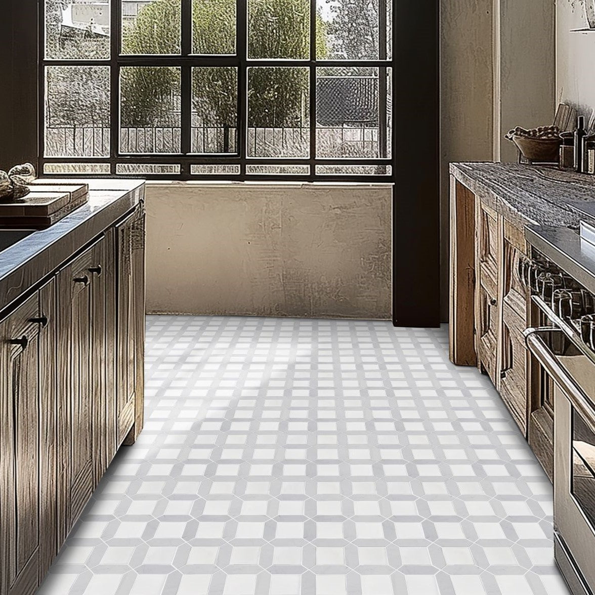 Bati-Orient-Zellige-12-x-12-Picket-&-Square-Mix-Ceramic-&-Marble-Mosaic-White