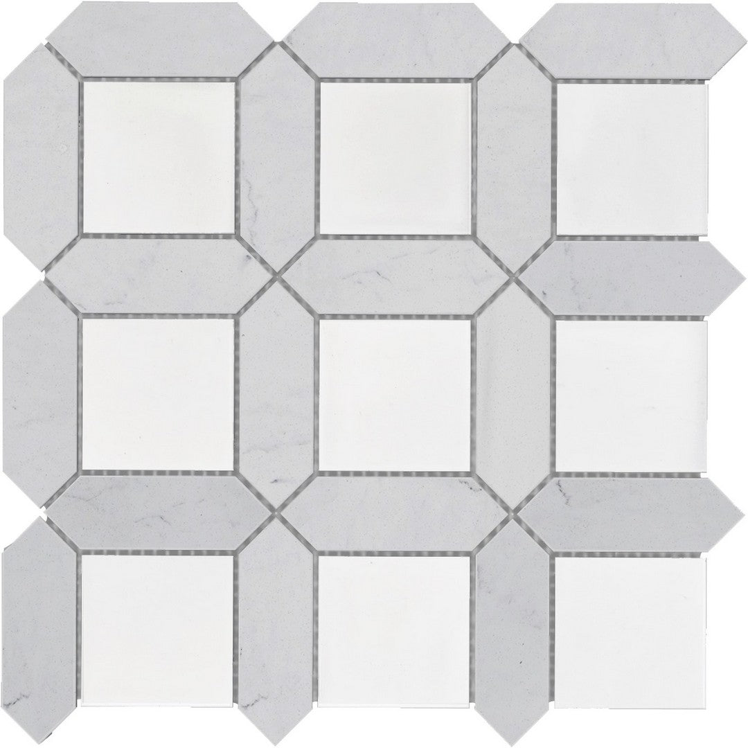 Bati Orient Zellige 12" x 12" Picket & Square Mix Ceramic & Marble Mosaic