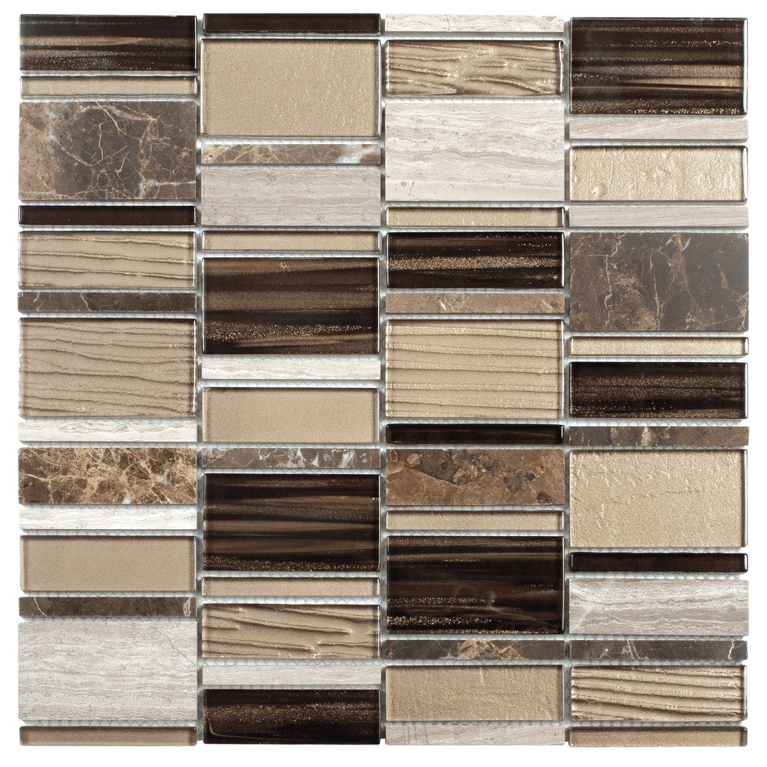 Bati Orient Terrazzo 12" x 12" Mixed Rectangle Glass & Marble Mosaic