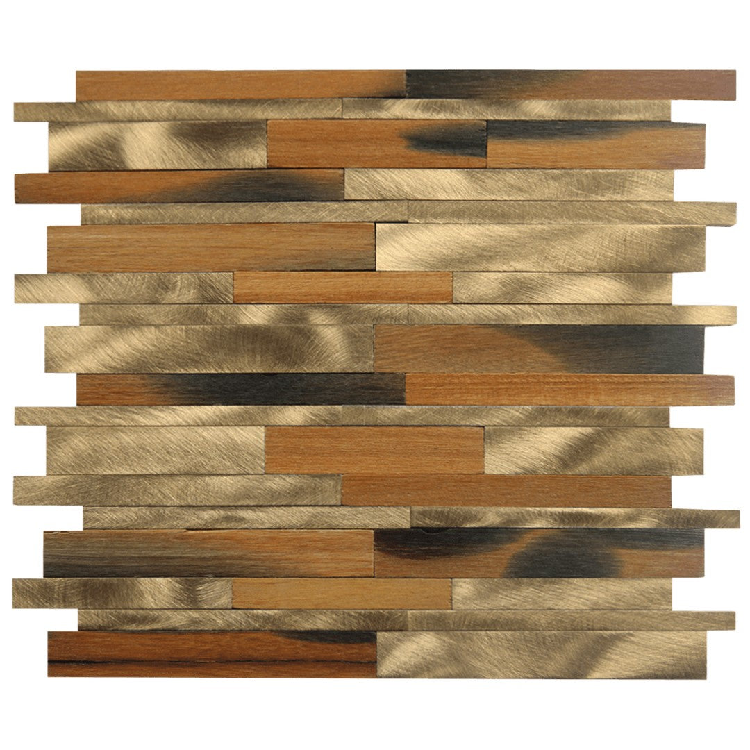 Bati Orient Natural Wood Mosaics 12" x 12" Baguette Aluminum Mosaic