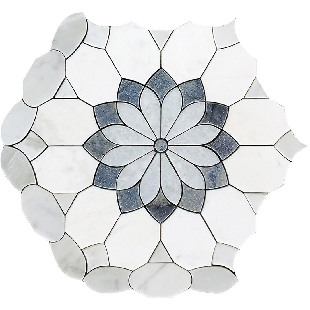 MiR Waterjet 10.4" x 12" Limestone Mosaic Polished