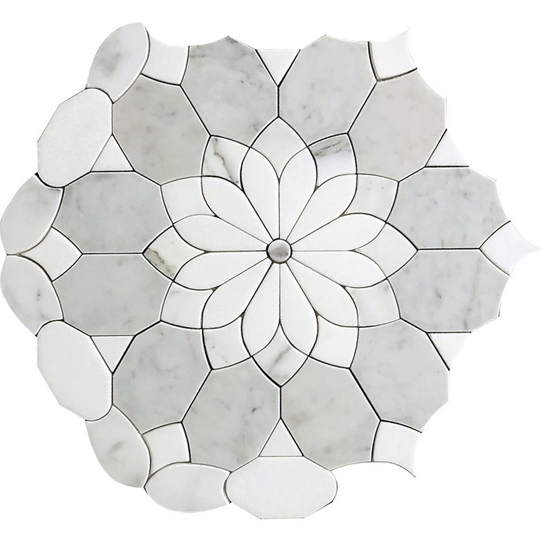 MiR Waterjet 10.4" x 12" Limestone Mosaic Polished