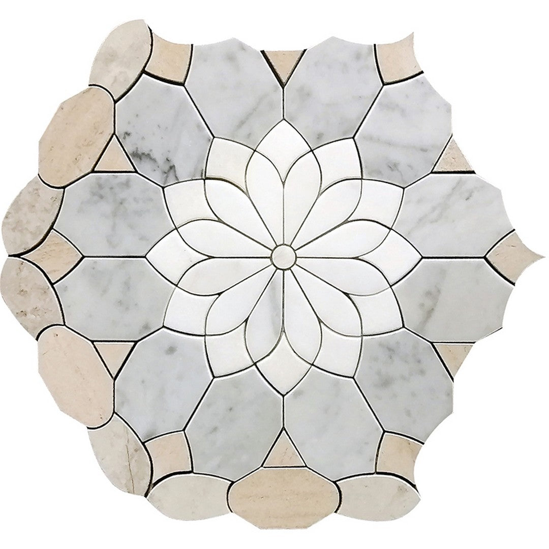 MiR Waterjet 10.4" x 12" Limestone Mosaic Polished