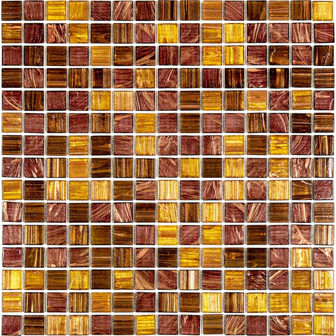 MiR Alma Mix 0.8" Brown 12" x 12" Glass Mosaic