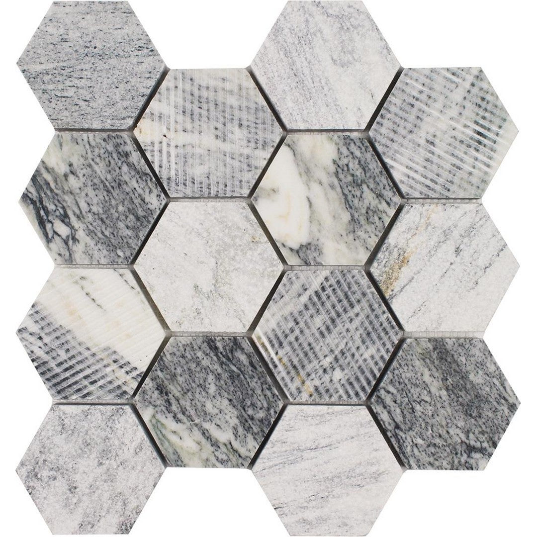 Tesoro Contempo 10.5" x 10.5" Multi 3" Hexagon Natural Stone Mosaic