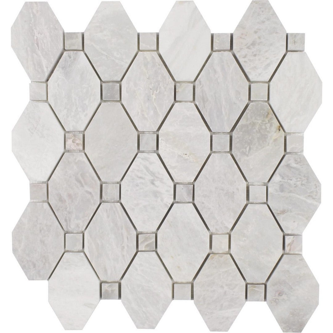 Tesoro Iceberg 10.25" x 10.5" Polished Elongated Hex Natural Stone Mosaic