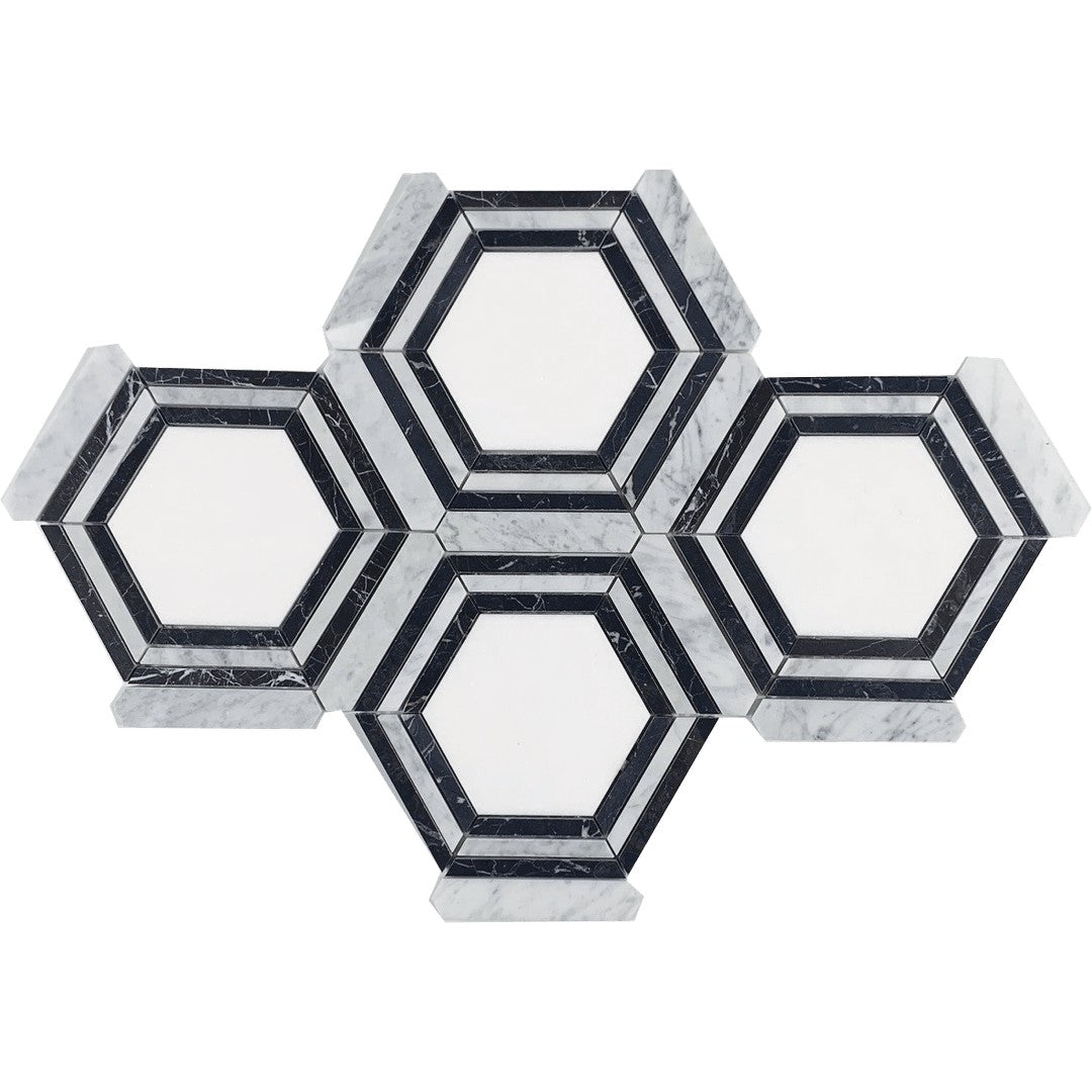 Tesoro Waterjet 8.25" x 8.25" Bexagon Natural Stone Mosaic