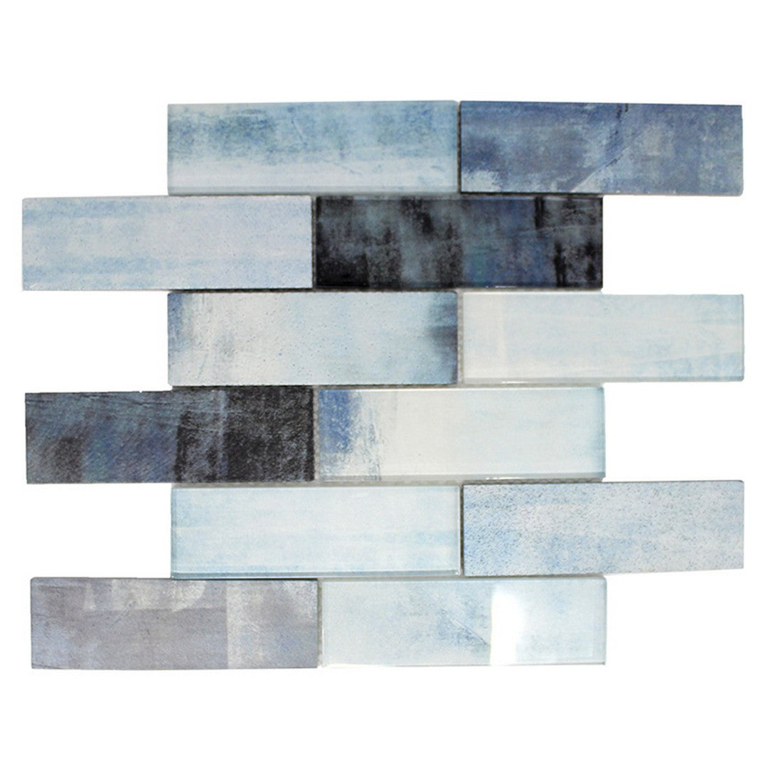 Maniscalco Gosford 12" x 12" Glossy & Matte Blend Glass & Marble 2x6" Mosaic