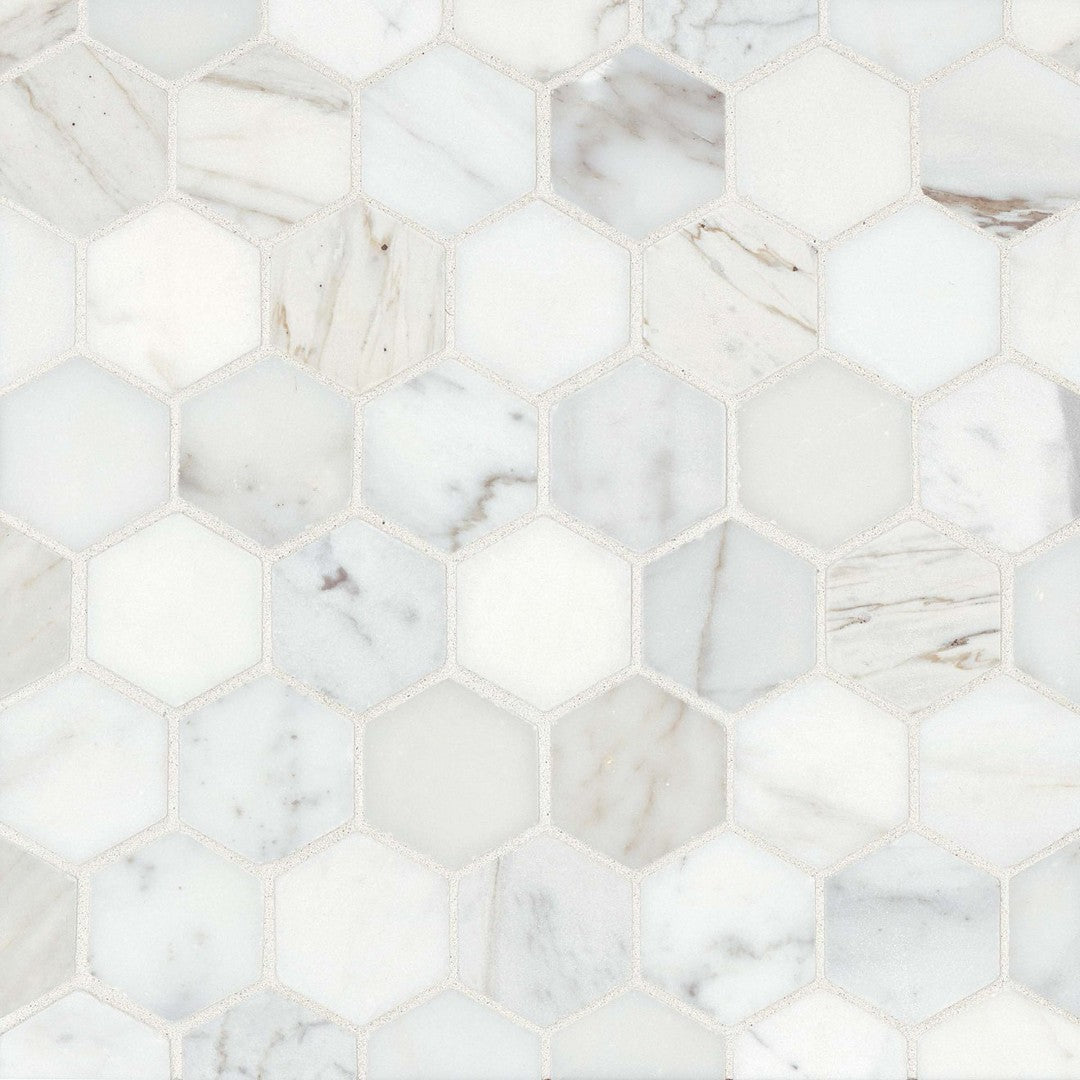Bedrosians Marble Calacatta Oro 11.75" x 12.5" Hexagon Honed Mosaic Tile