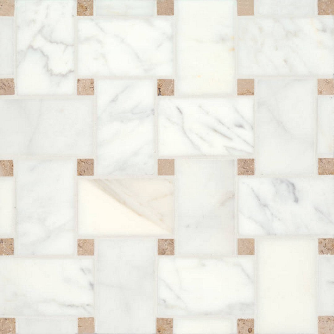 Bedrosians Marble 11.25" x 11.25" Honed Jumbo Basketweave Dot Mosaic