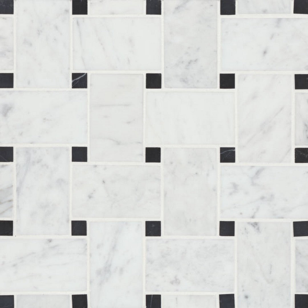 Bedrosians Marble 11.25" x 11.25" Honed Jumbo Basketweave Dot Mosaic