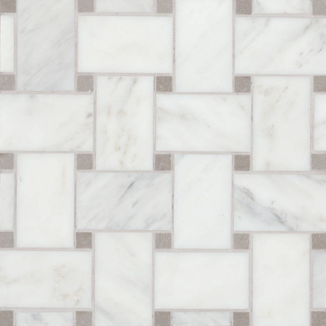 Bedrosians Marble 11.25" x 11.25" Honed Jumbo Basketweave Dot Mosaic