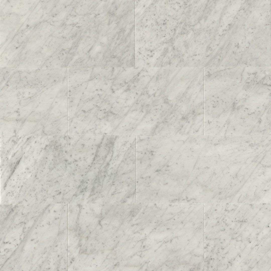 Bedrosians Marble White Carrara 12" x 24" Polished Floor & Wall Tile