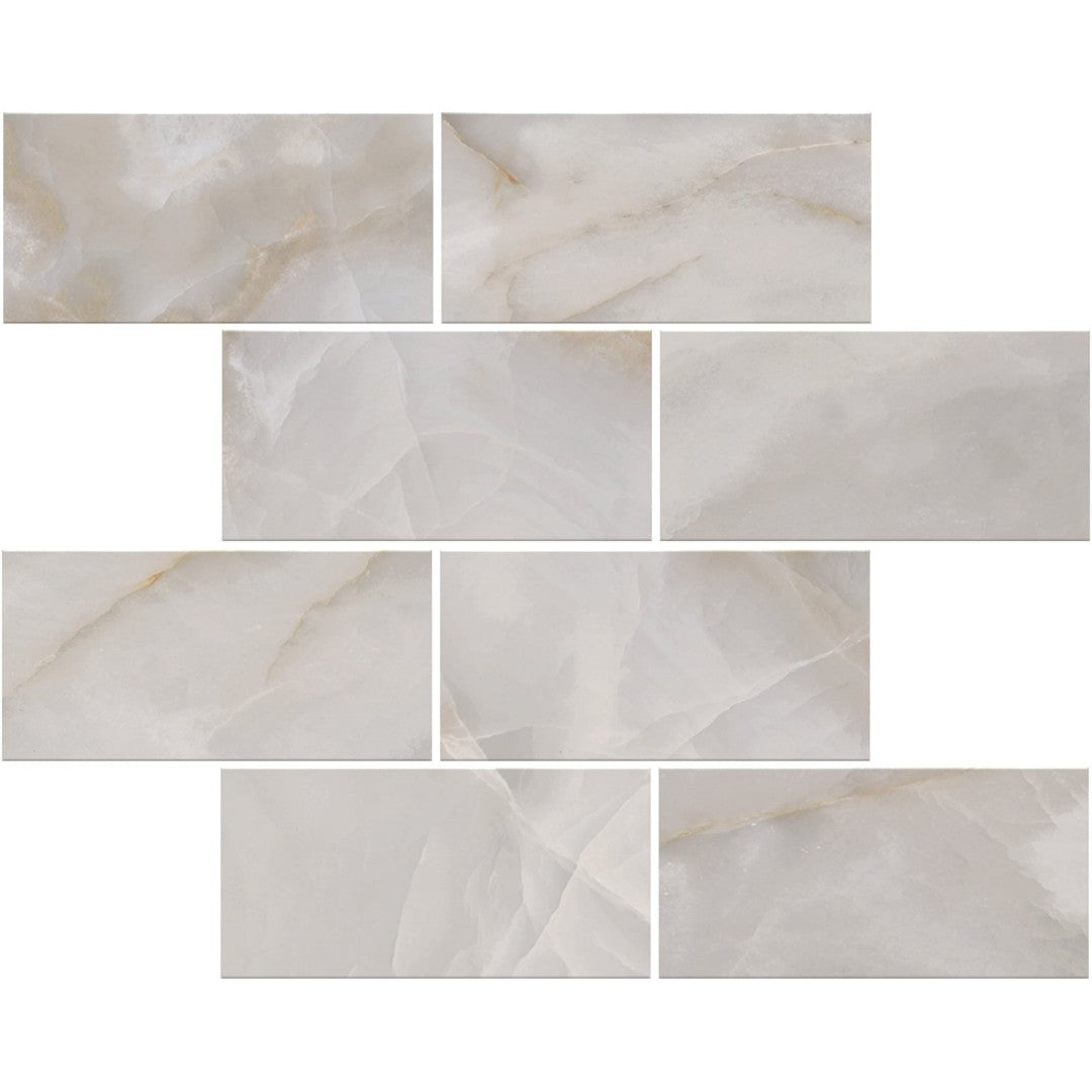 Milestone Onyx 12" x 12" Polished Porcelain 3x6" Brick Mosaic