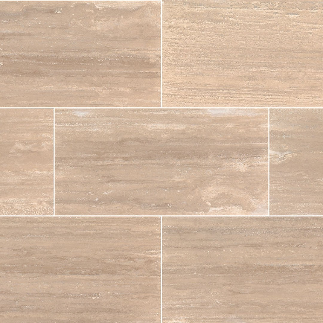 MS International Roman Vein Cut 12" x 24" Polished Travertine Tile