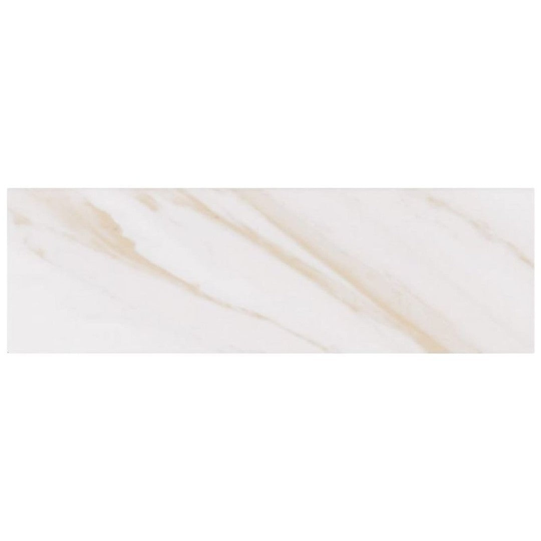 MS International Classique White Calacatta 4" x 16" Glossy Ceramic Bullnose