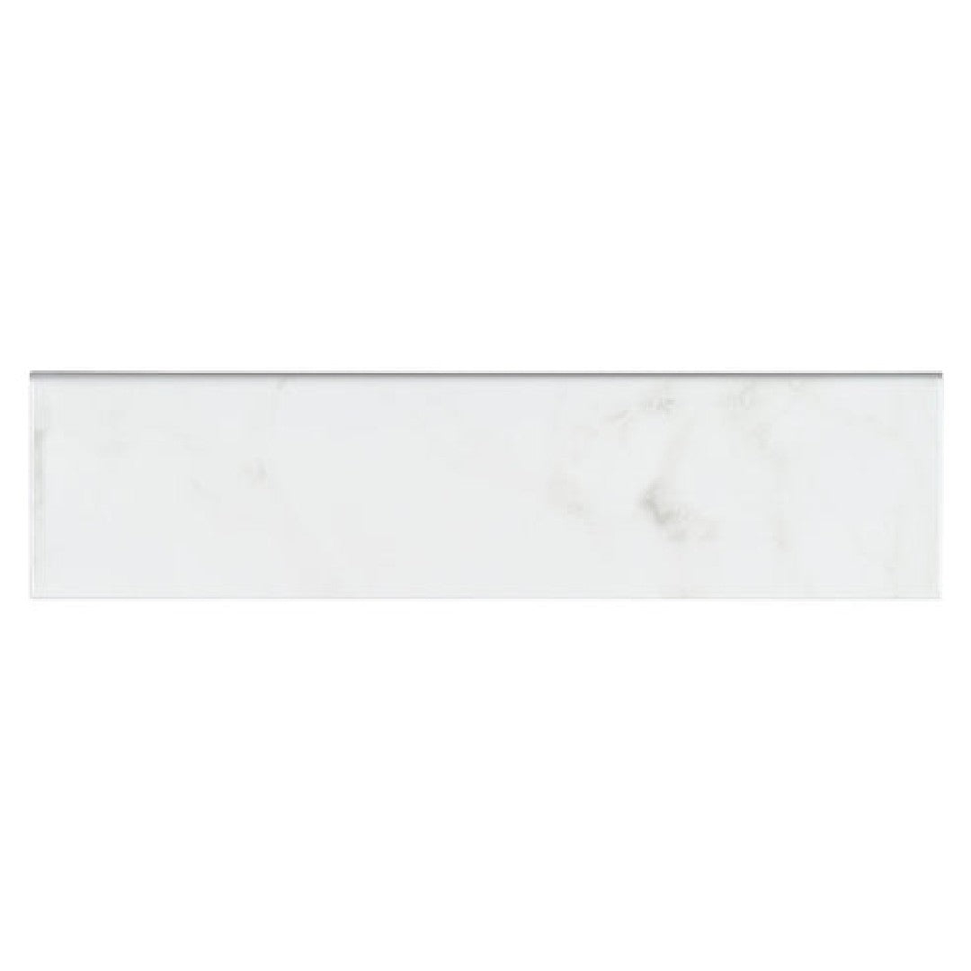 MS International Classique White Carrara 4" x 16" Glossy Ceramic Bullnose