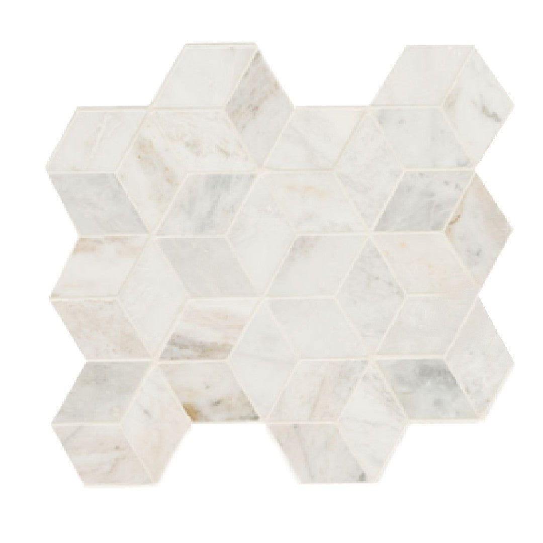 MS International Arabescato Venato 11.73" x 13.4" Honed Cube Marble Mosaic