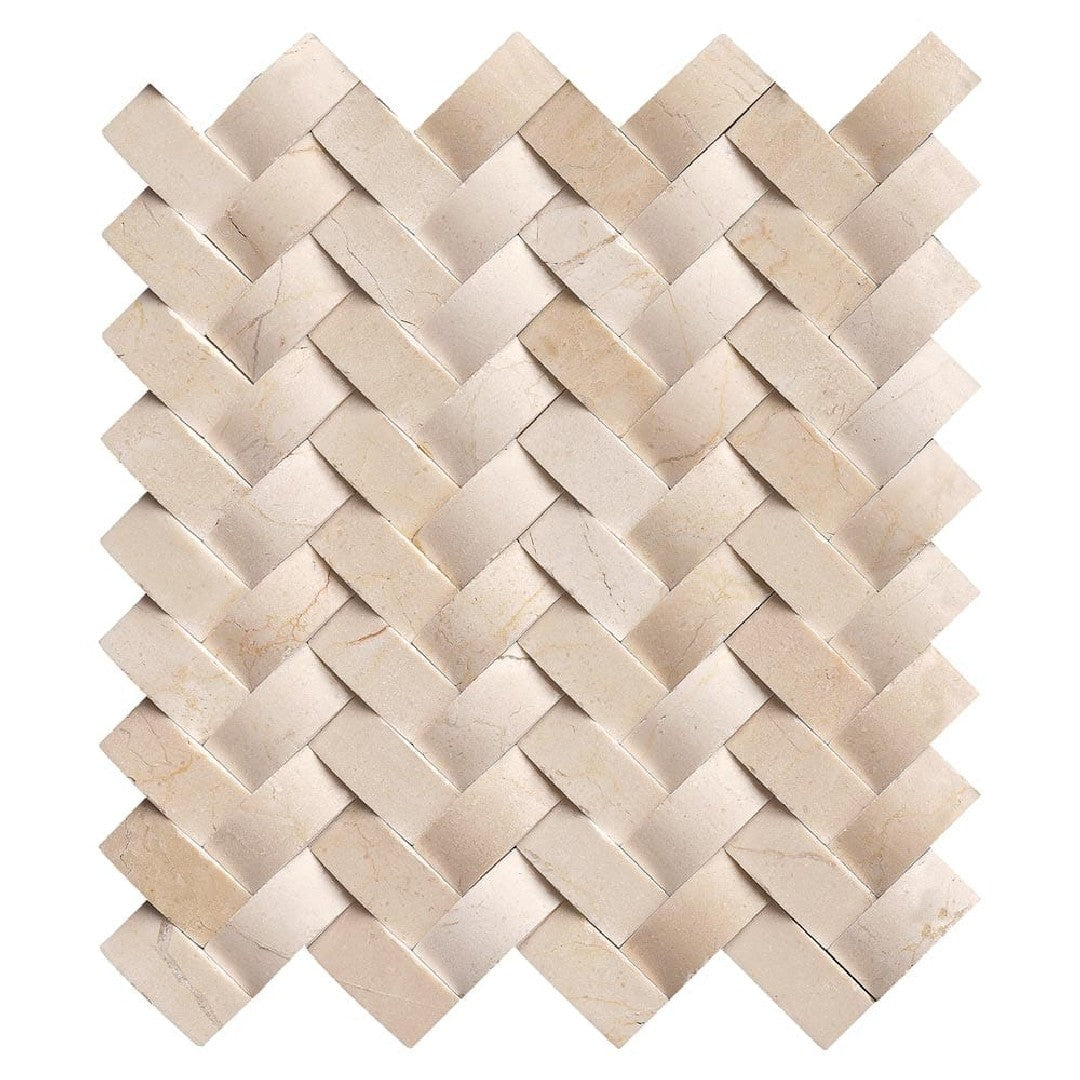MS International Crema Arched 12" x 12" Polished Herringbone Marble Mosaic
