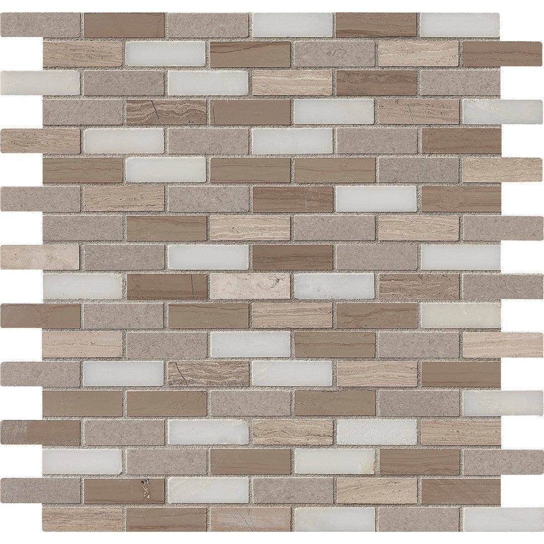 MS International Arctic Storm 12" x 12" Honed Brick Pattern Marble Mosaic