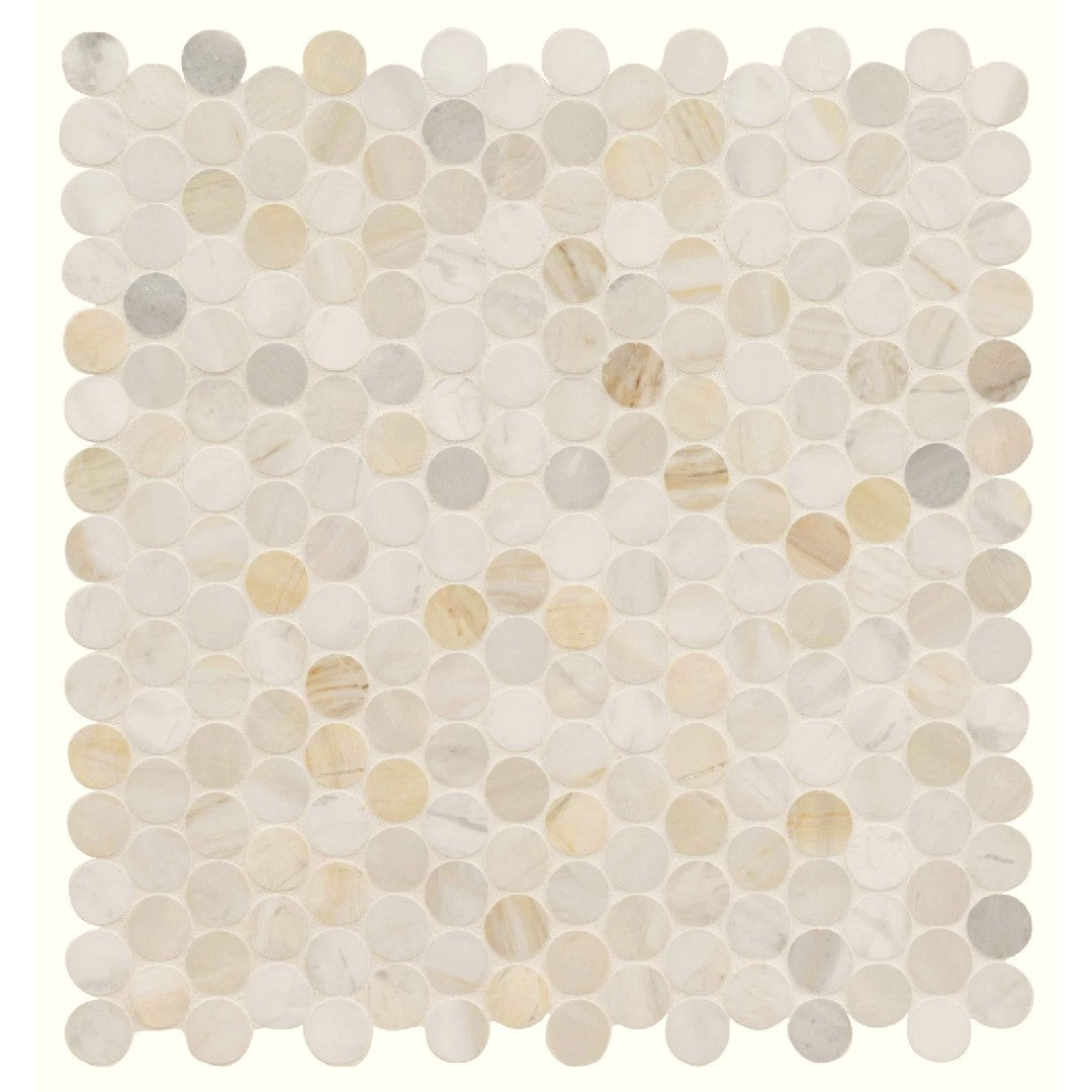 MS International Athena Gold 12" x 12" Honed Penny Round Marble Mosaic