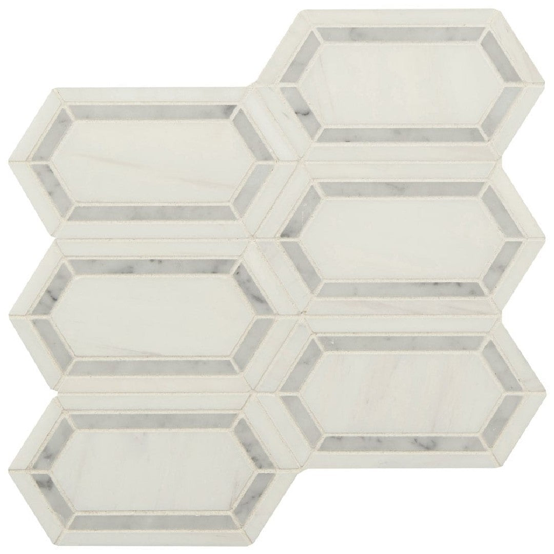 MS International Pavilion 12" x 12" Polished Picket Fence Marble Mosaic