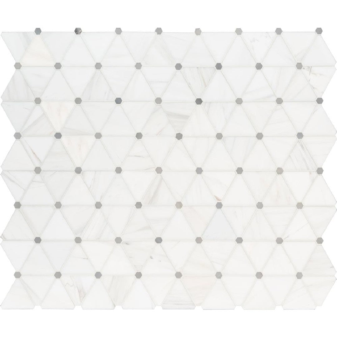 MS International Bianco Dolomite 12" x 13.87" Polished Pinwheel Marble Mosaic