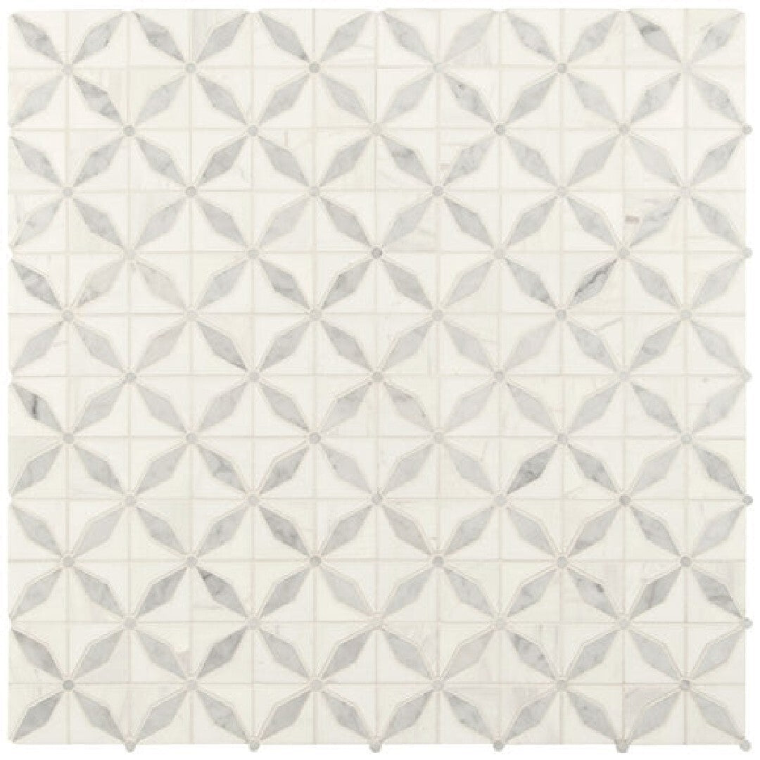 MS International Bianco Dolomite 12" x 12" Polished Starlite Marble Mosaic