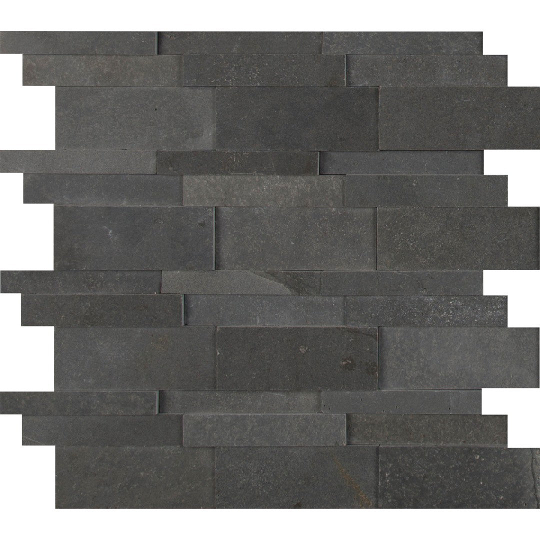 MS International Neptune 12" x 12" Honed 3D Basalt Linear Mosaic