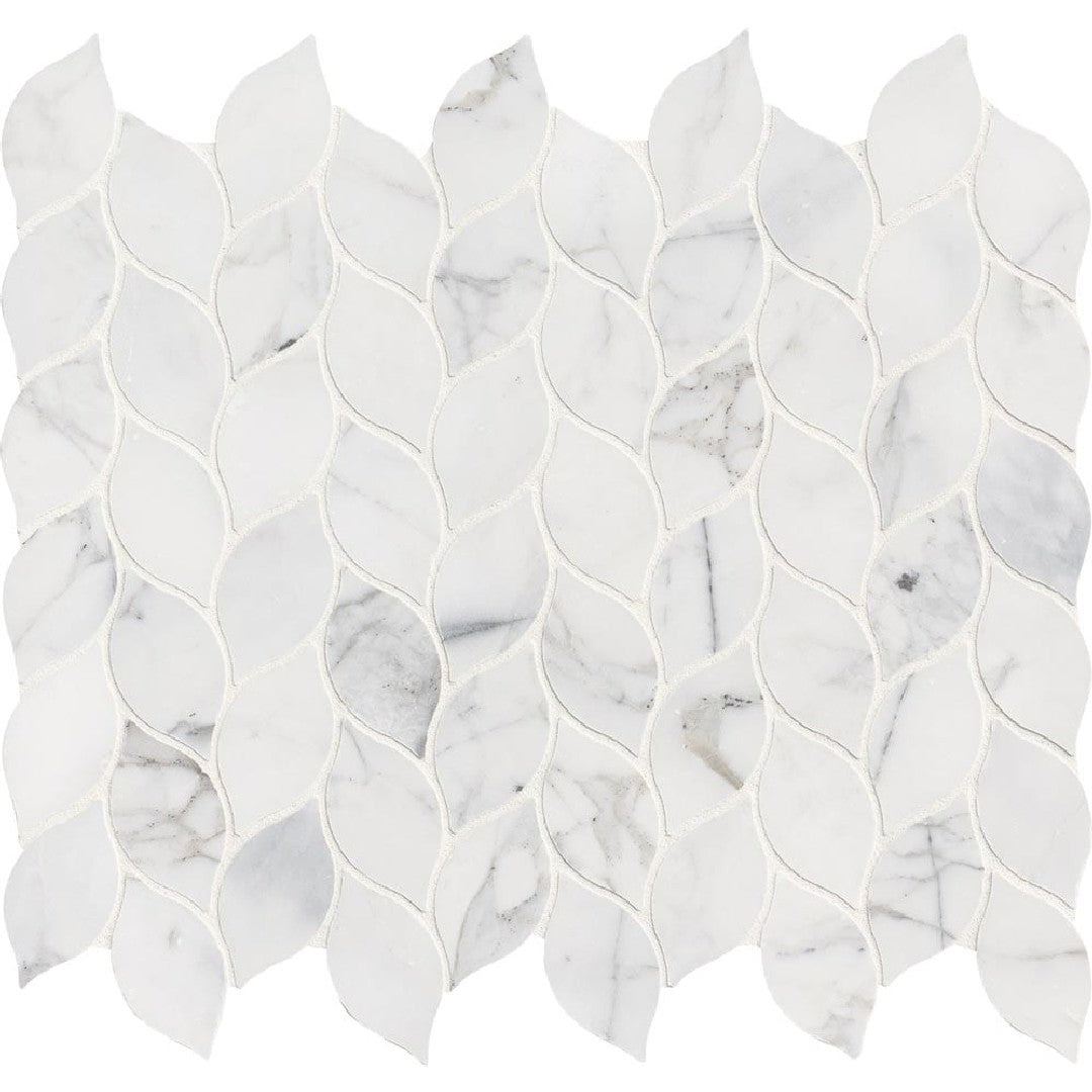 MS International Calacatta Blanco 11.62" x 13.38" Polished Leaf Marble Mosaic