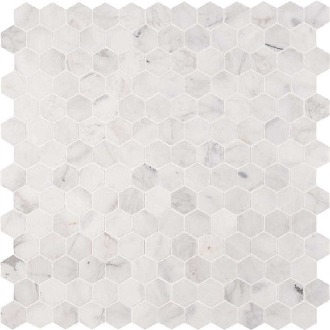 MS International Calacatta Cressa 12" x 12" Honed Hexagon 2" Marble Mosaic