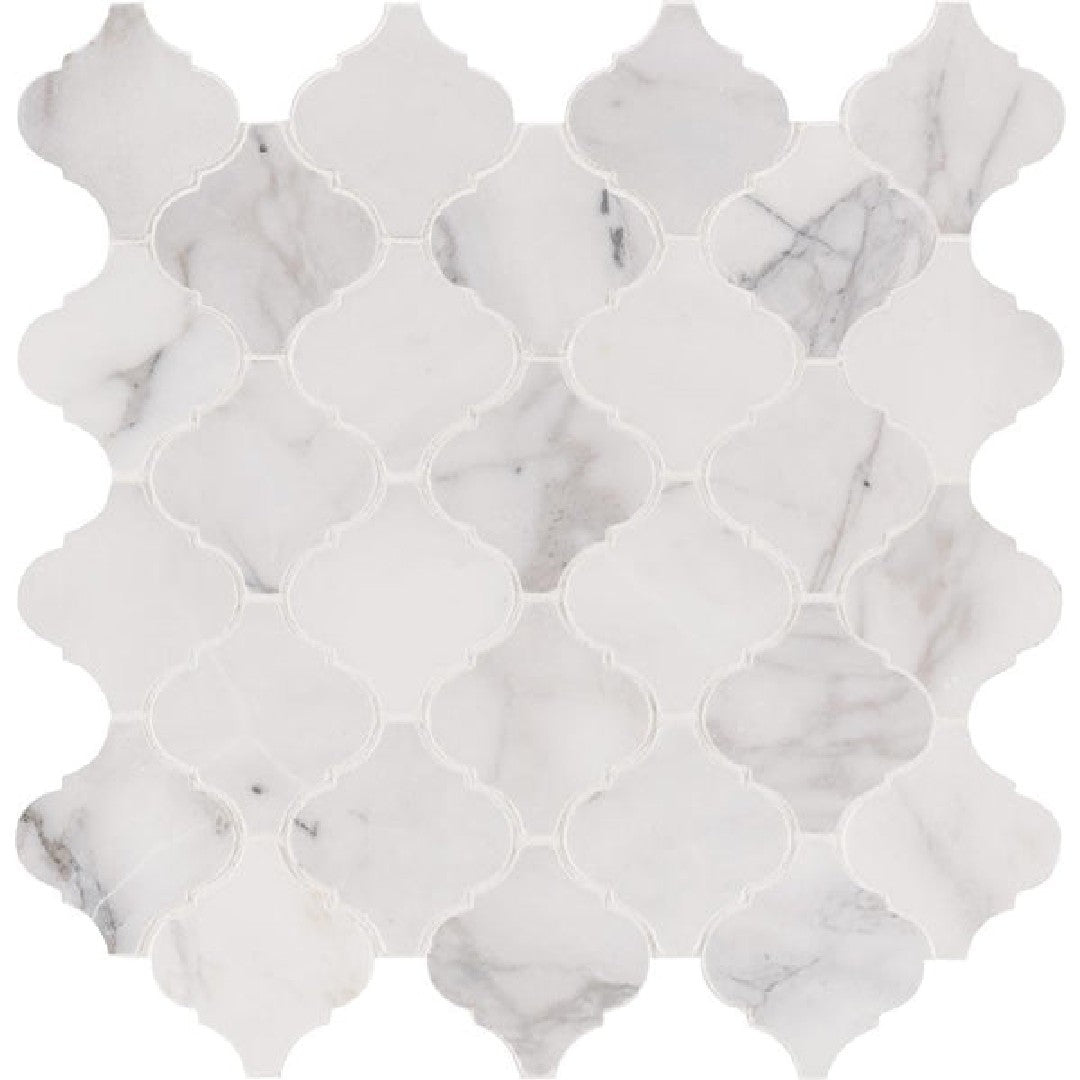 MS International Calacatta Cressa 12" x 12" Honed Arabesque Marble Mosaic