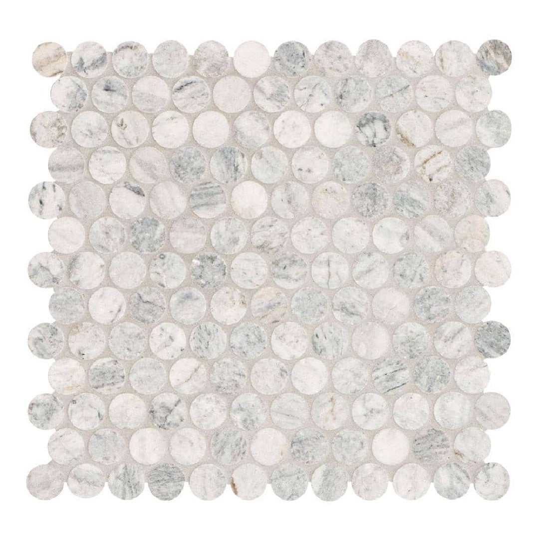 MS International Capri Blue 11.7" x 12.44" Round Marble Mosaic