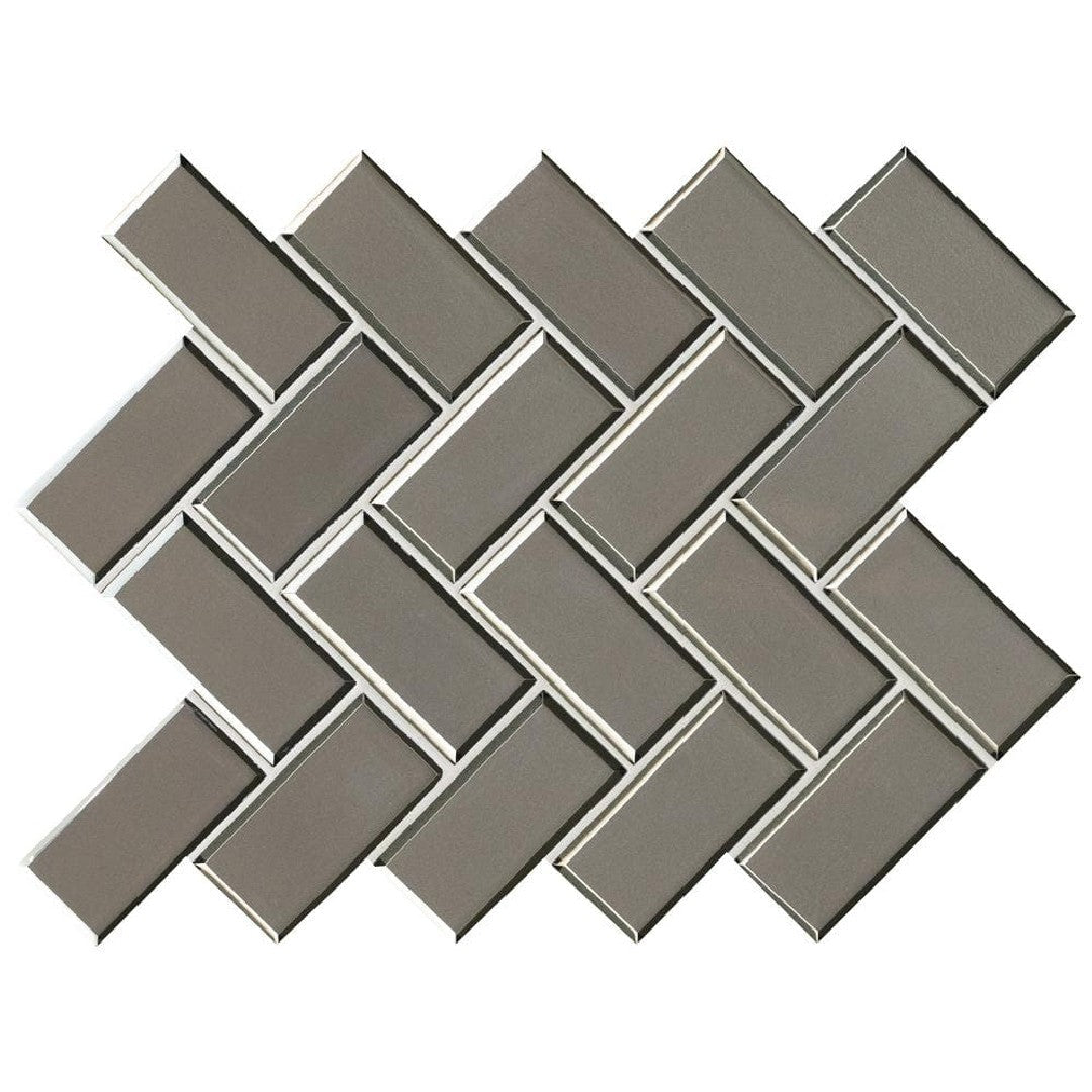 MS International Champagne 11.08" x 13.86" Glossy Herringbone Glass Mosaic