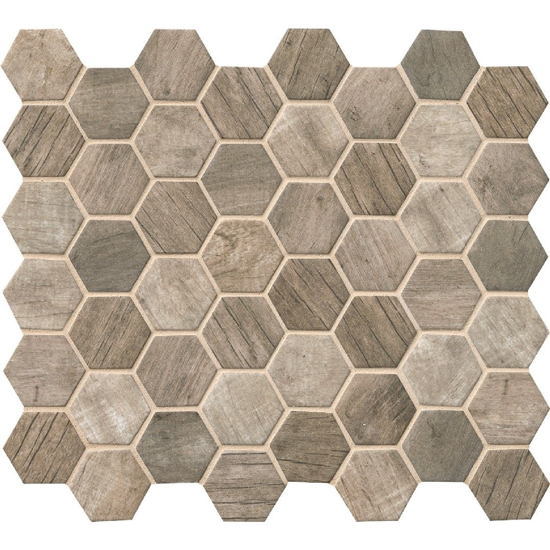 MS International Driftwood 11.9" x 11.9" Matte 2" Hexagon Glass Mosaic