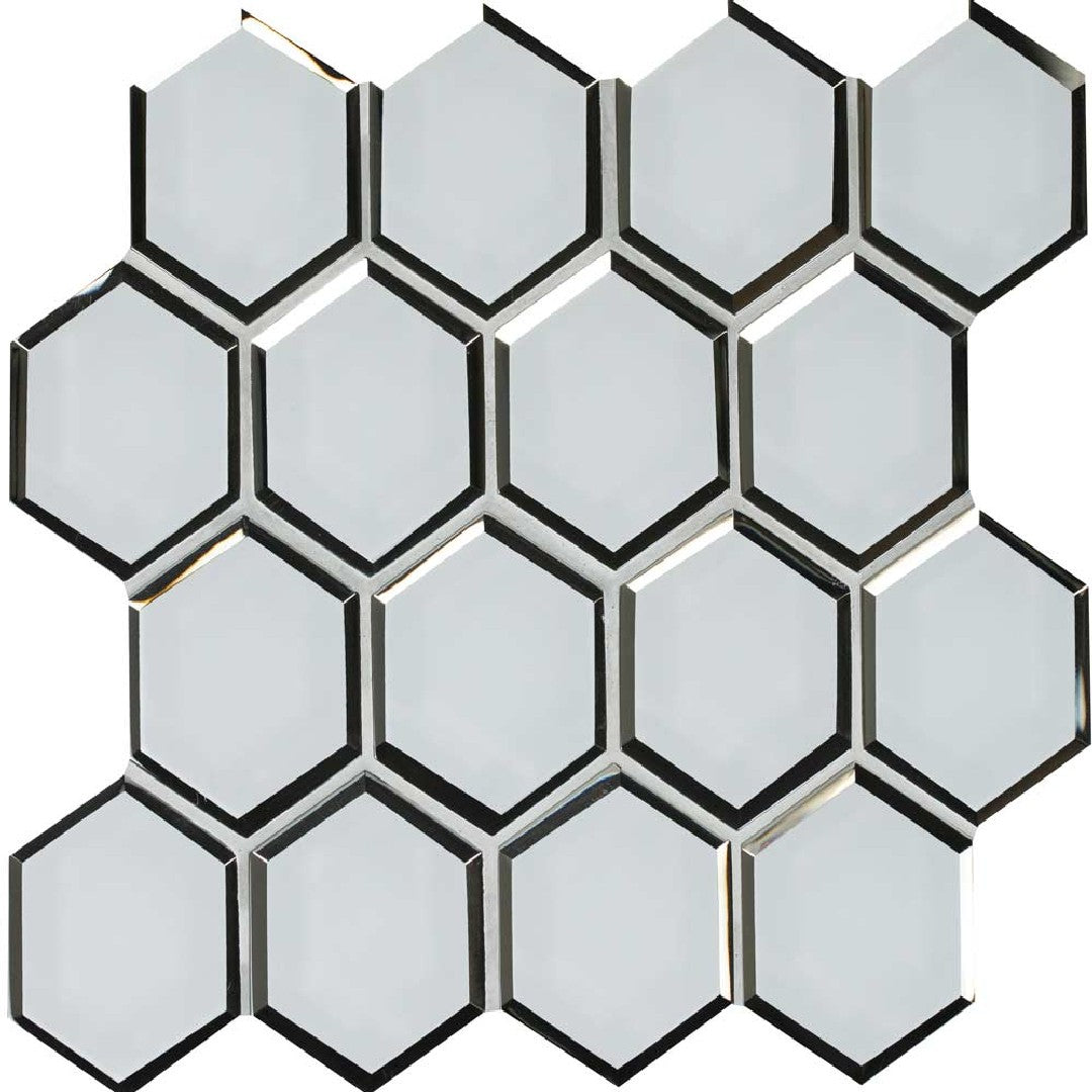 MS International Ice Bevel 11" x 12" Glass 3" Hexagon Mosaic