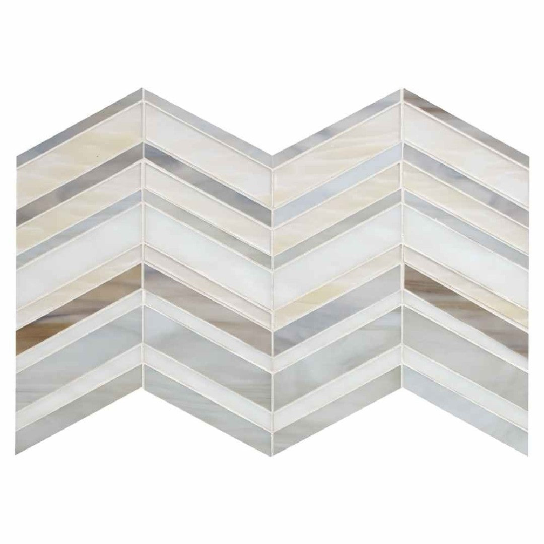 MS International Urban Wave 9" x 15.6" Glossy Chevron Glass Mosaic