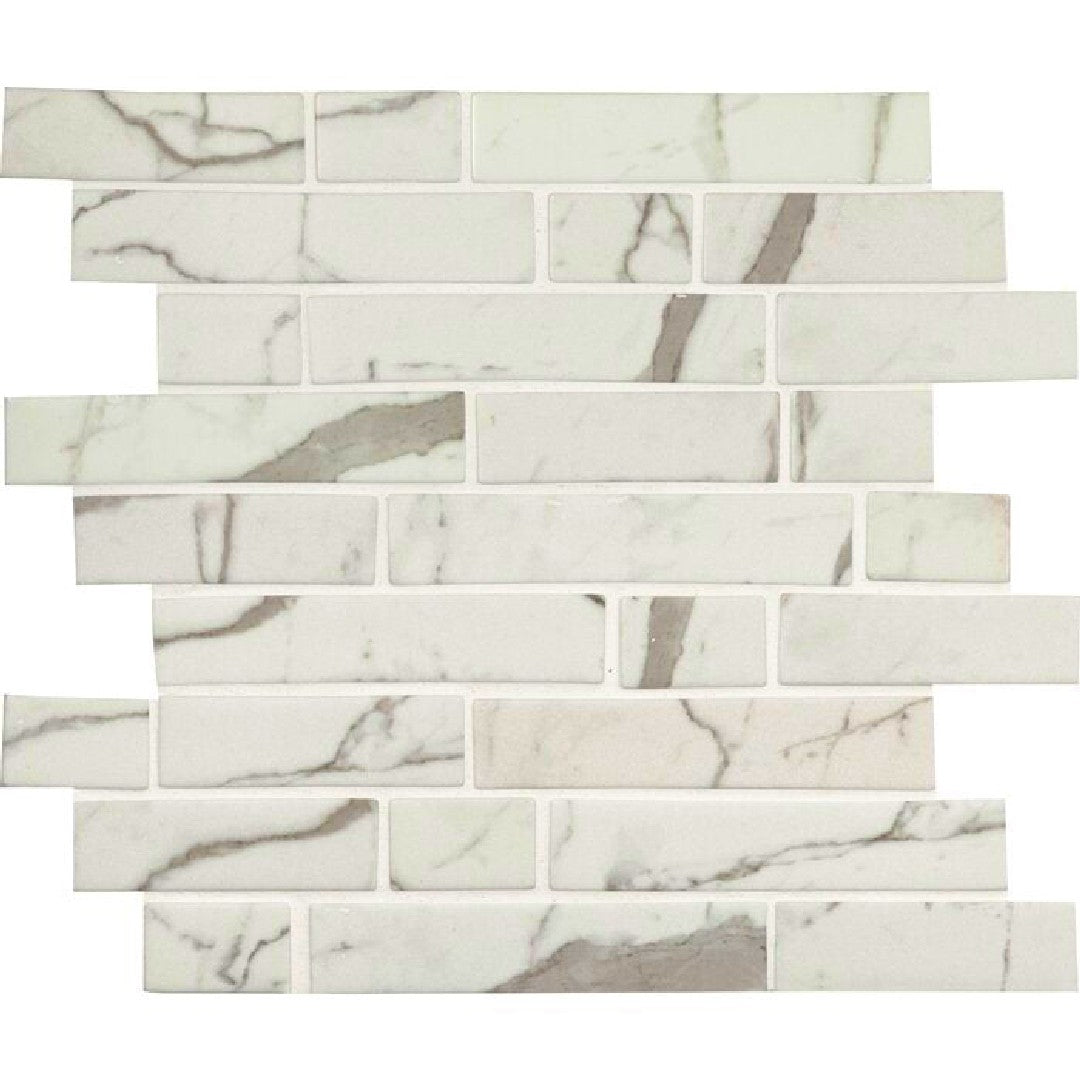 MS International Statuario Celano 11.81" x 11.81" Linear Glass Mosaic