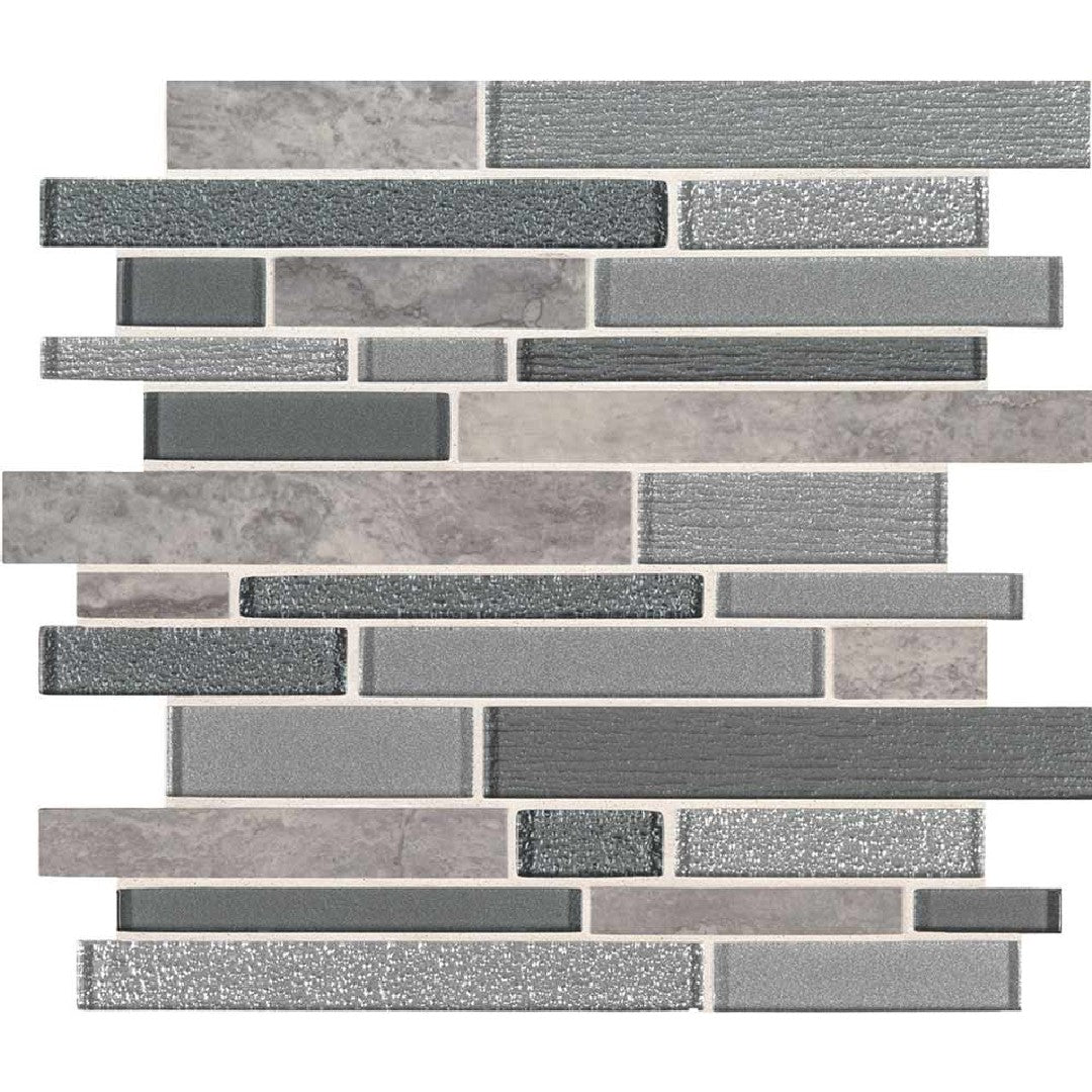 MS International Decorative Blend 11.81" x 11.81" Linear Glass & Stone Mosaic