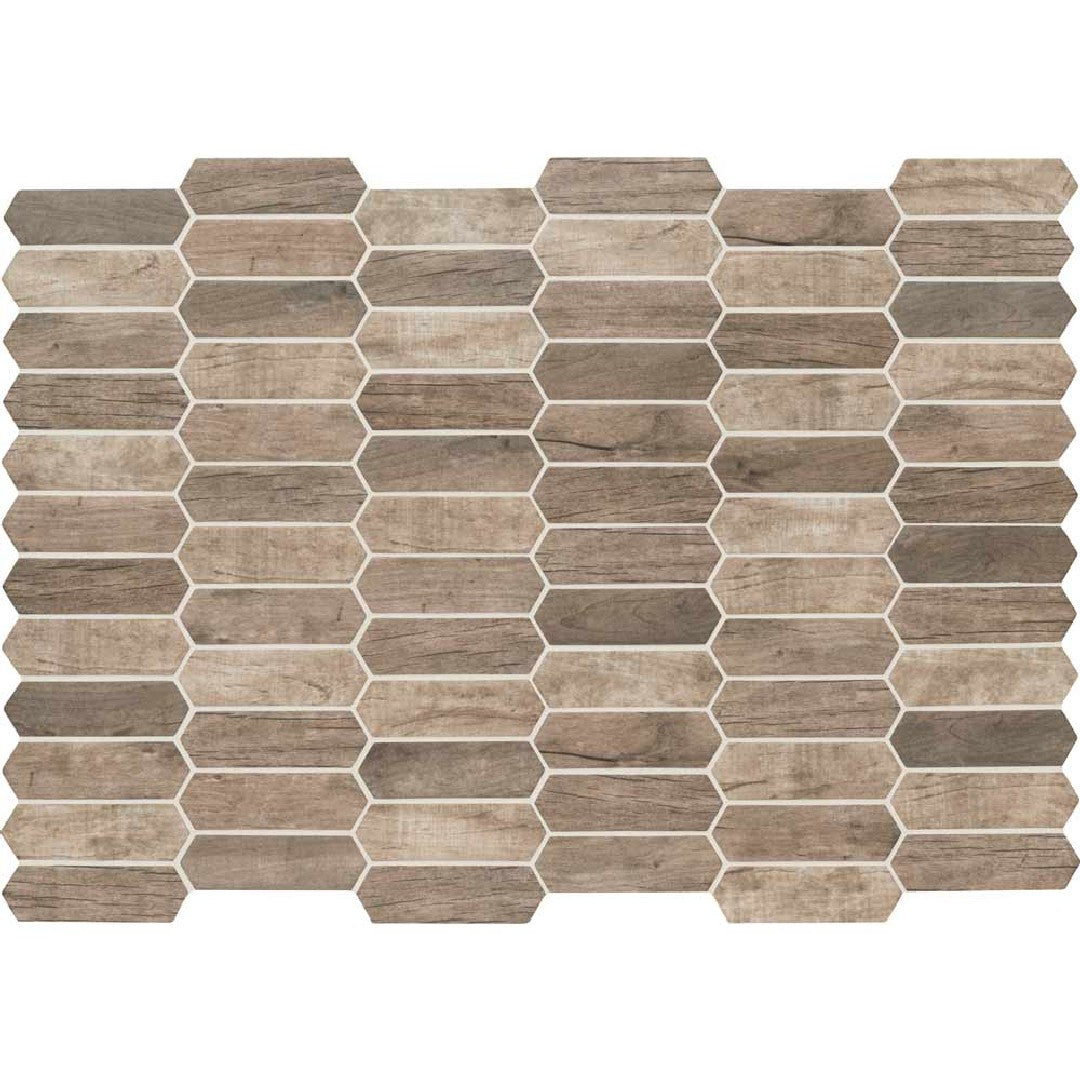 MS International Driftwood 11.81" x 11.81" Picket Fence Glass Mosaic