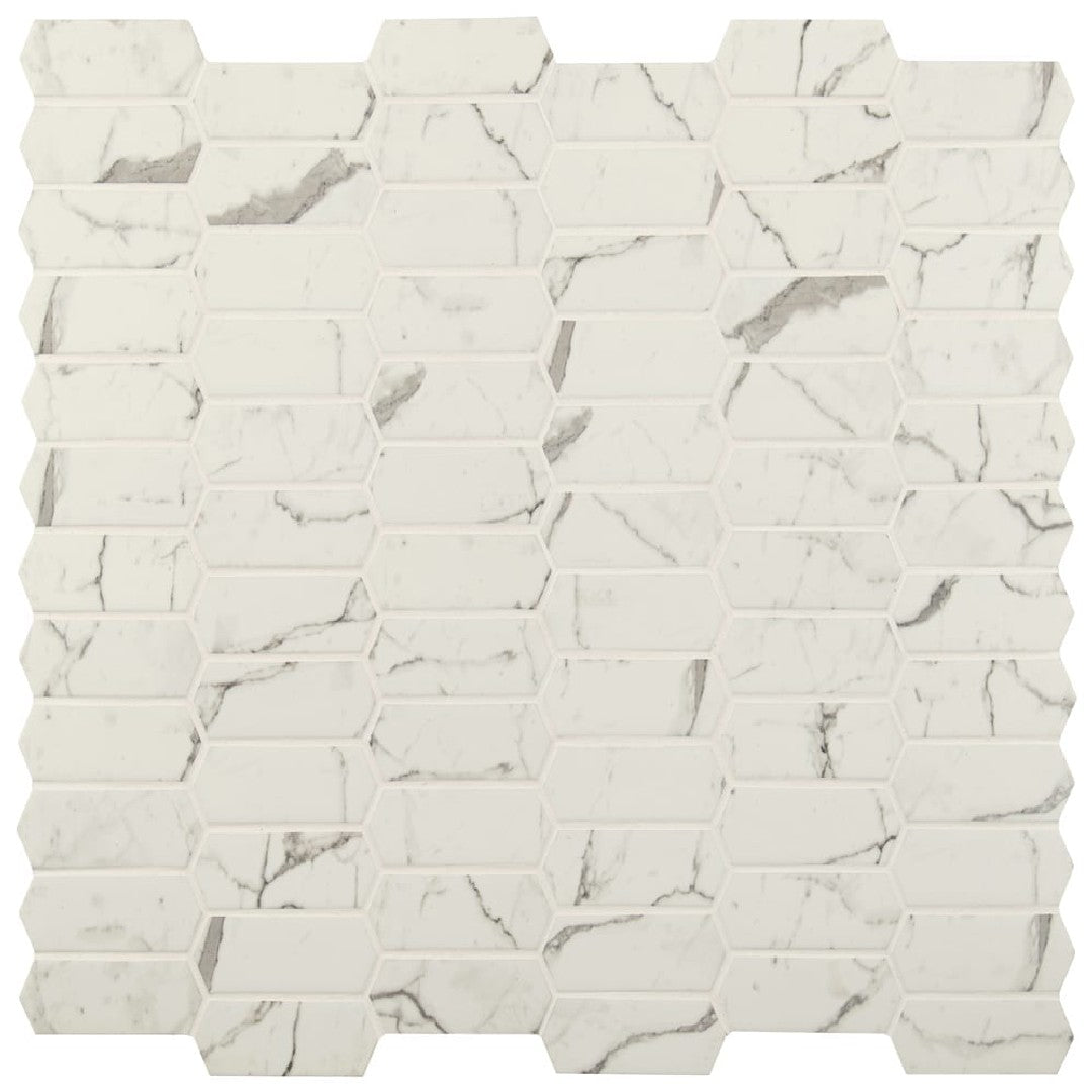 MS International Statuario Celano 9.84" x 14.13" Picket Fence Glass Mosaic