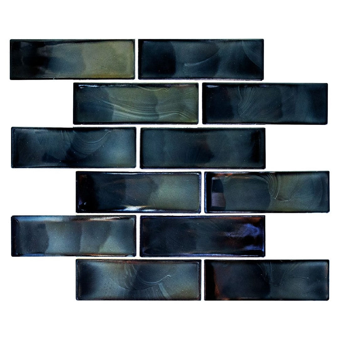 MS International Carbonita Subway 11.75" x 11.75" Brick Glass Mosaic