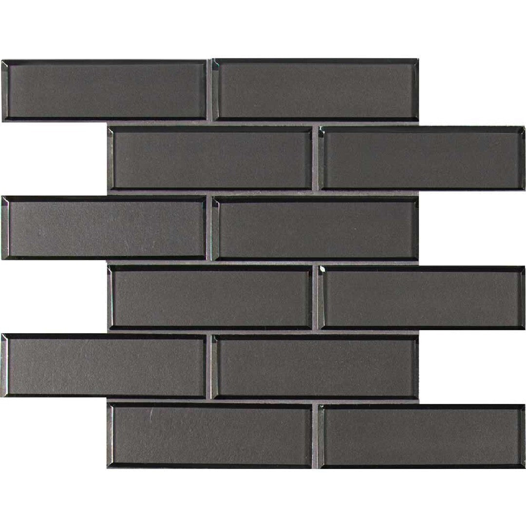 MS International Metallic Gray 11.73" x 11.73" Glossy Brick Glass Mosaic