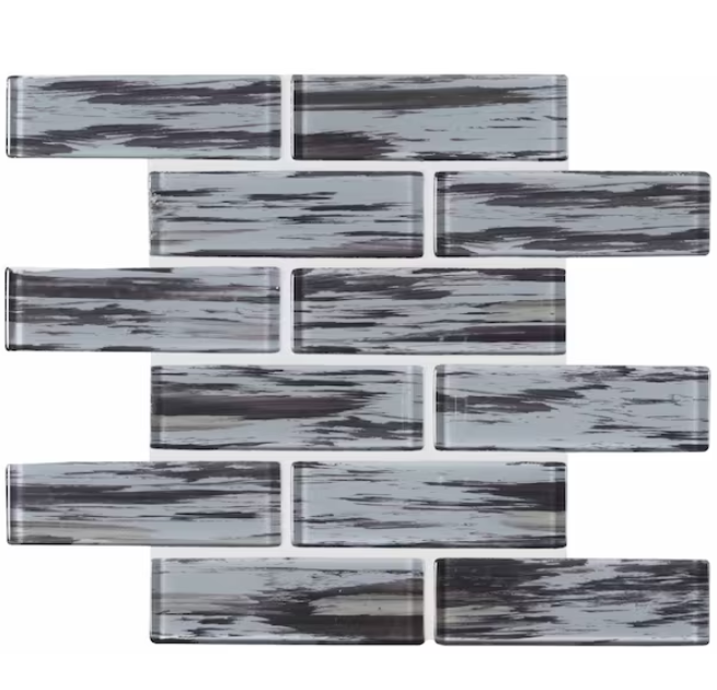 MS International Verde Subway 11.9" x 11.9" Brick Glass Mosaic