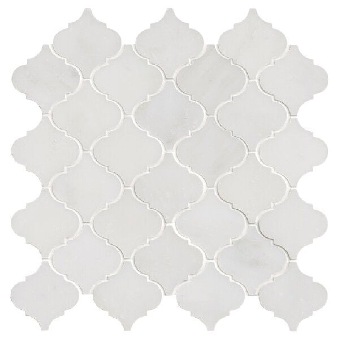 MS International Greecian White 12" x 12" Polished Arabesque Marble Mosaic